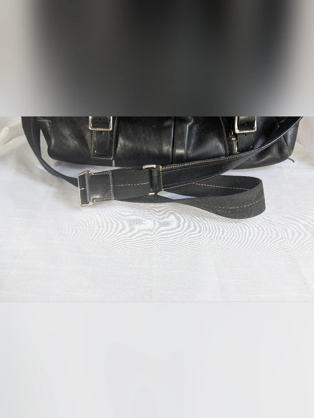 Coach Black Leather Laptop Messenger Bag with Silver Hardware E0993 70095
